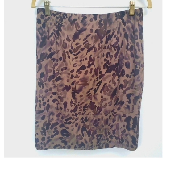 Silk Skirt Leopard Print Pencil Career Lightweight - Picture 4 of 10